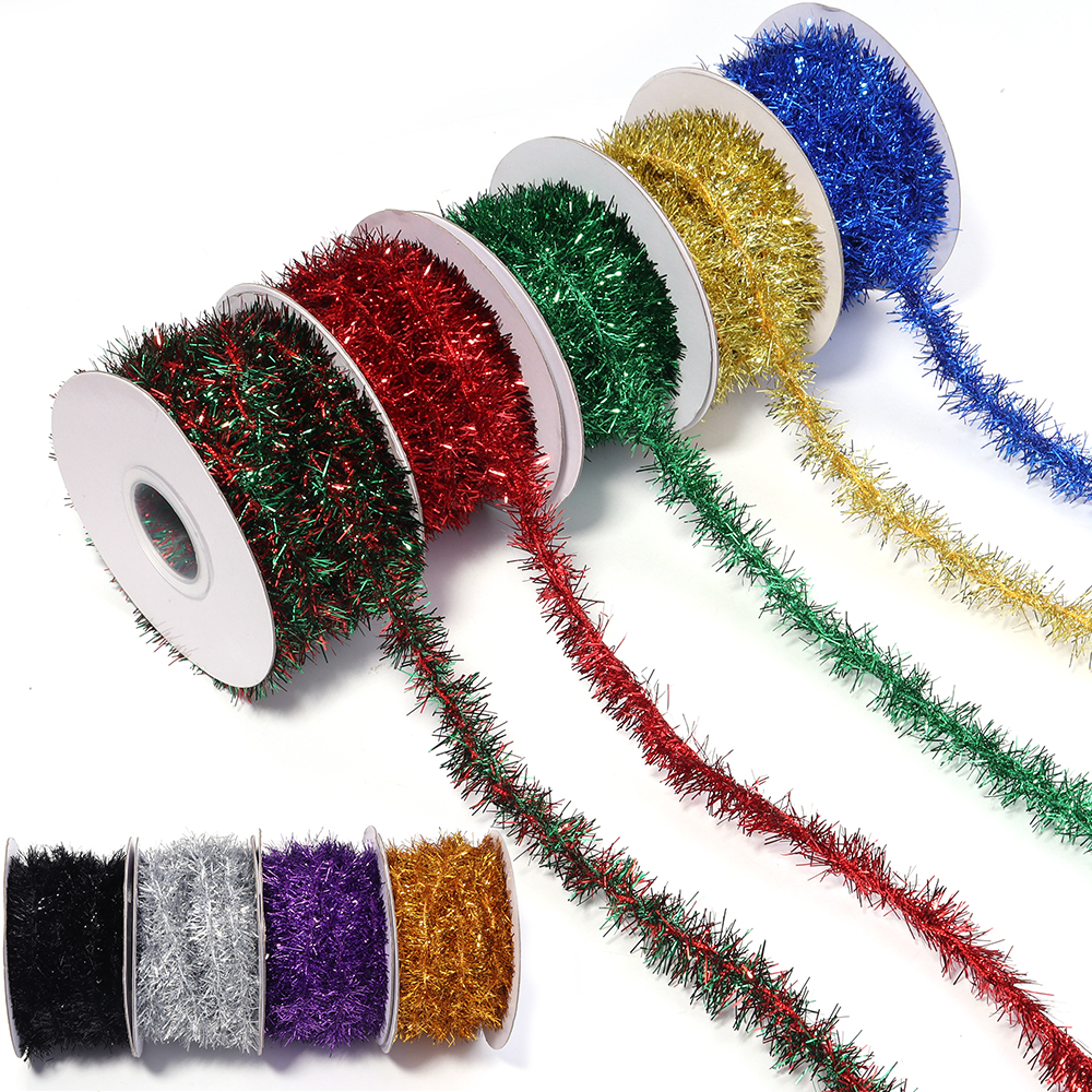 10 Meter Weihnachten Band Girlande Stock Folie Lametta funkeln metallisch Weihnachten Baum Verpackung Bänder Ornamente DIY Neue Jahr Party Dekor