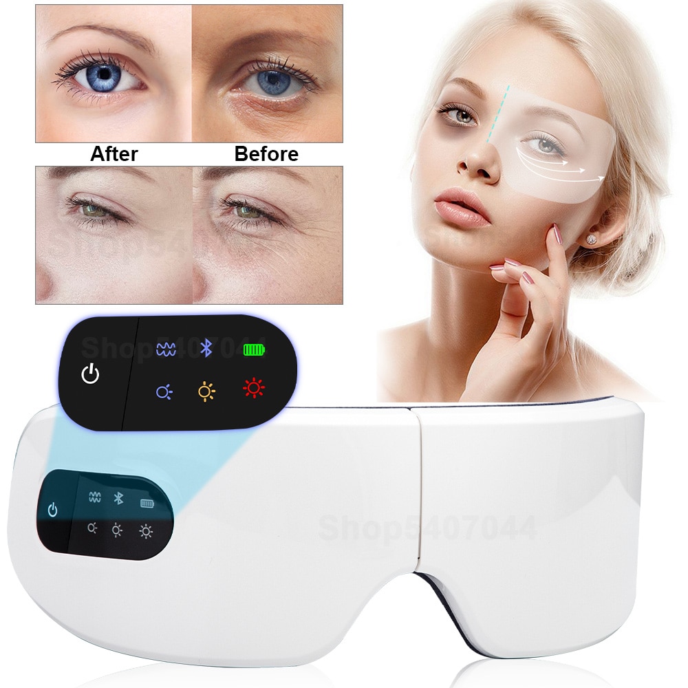Eye Massager Usb Oplaadbare Bluetooth Muziekspeler Trillingen Verwarming Voor Verlichten Ogen Stam Donkere Kringen Verbeteren Slaap
