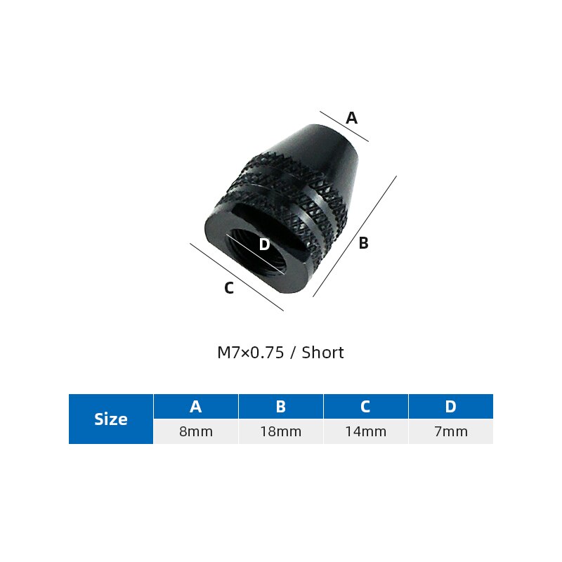 Pinkman Multi Chuck Snelspanboorhouder Voor Dremel Rotary Tool Mini Boorkop Adapter Mini Mandril Dremel Snelspanboorhouder mandren boorkop snelspan: SHORT M7x0.75