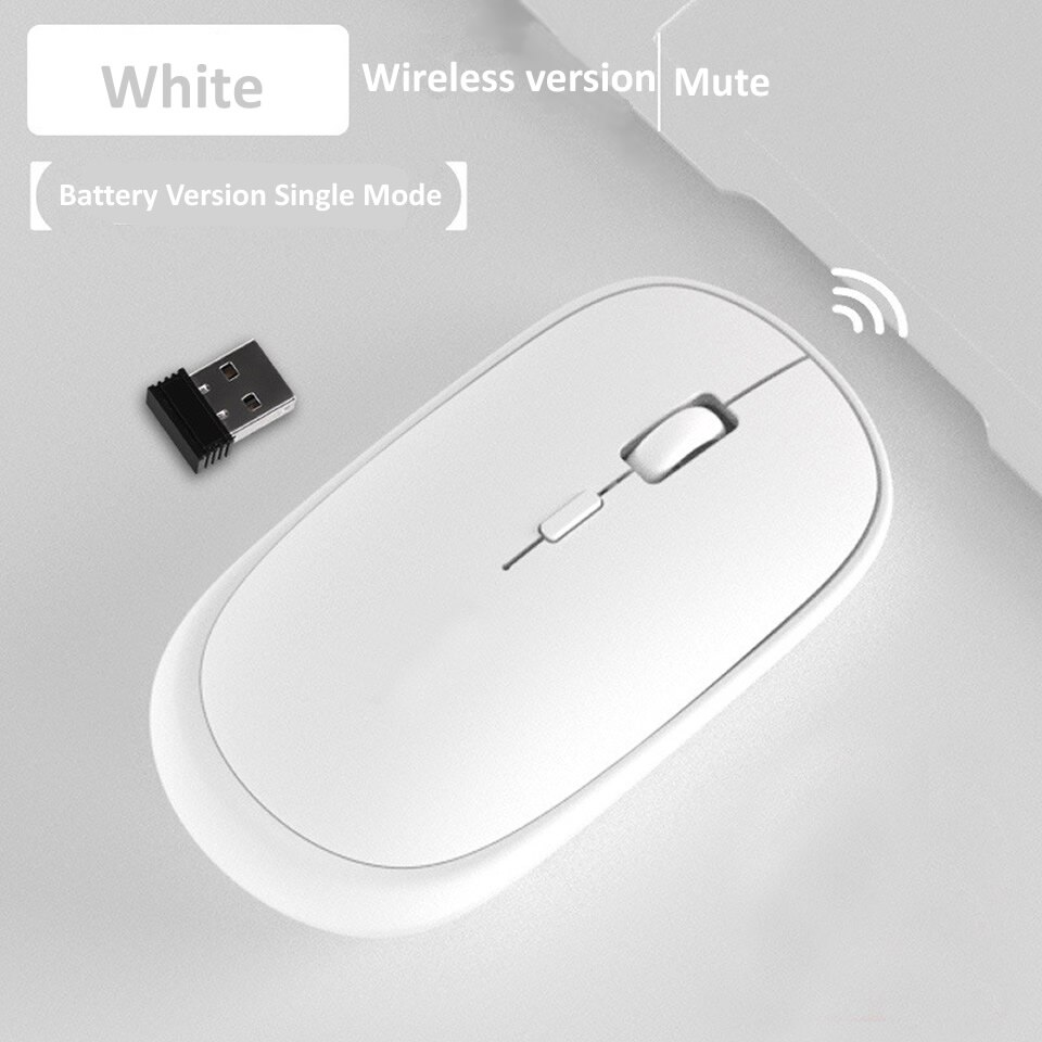 Wireless Mouse Gamer Computer Mouse Wireless Gaming Mouse Ergonomic Mause 4 Buttons USB Optical Game Mice for Computer PC Laptop: White