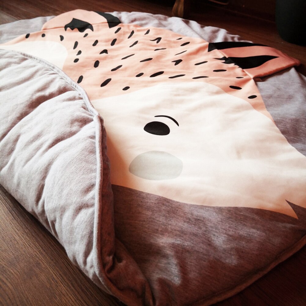 85cm Fox Print Baby Toddler Soft Cotton Crawling Play Mat Blanket Portable Floor Carpet Rugs Mat for Kids Room Nursery Decor