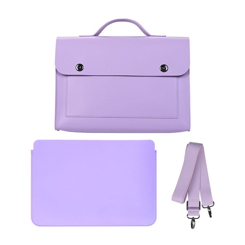 CFUN YA PU Leather Laptop Bags For Women 13 14 inch Computer Shoulder Bag Casual Portable Waterproof Notebook Briefcase Handbag: 13 Inch Purple