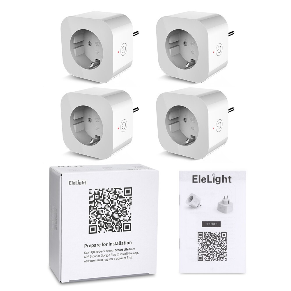 4 stk elelight  pe1004t smarte stikkontakter fjernbetjeningsudtag med tidsfunktion eu stik: Default Title