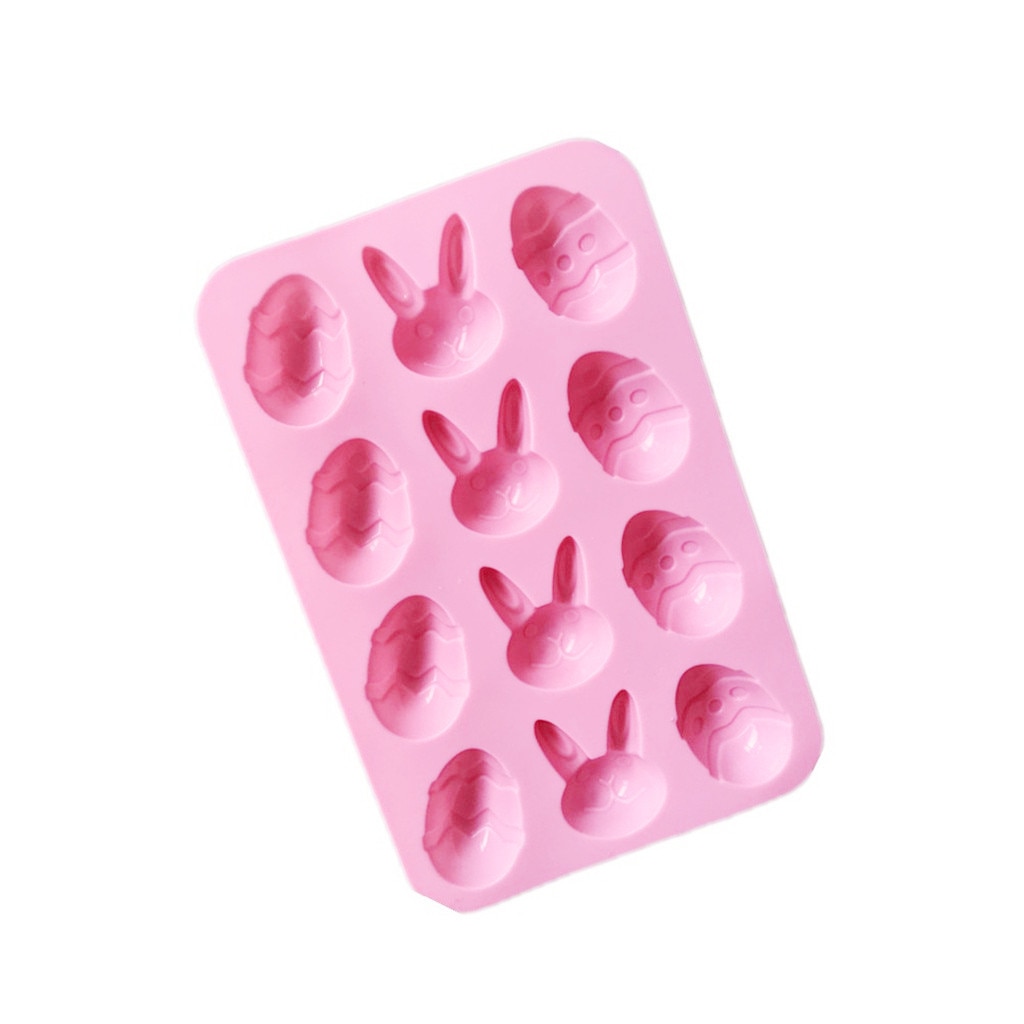 #40 Cute Easter Bunny Silicone Eggs Chocolate Cake Soap Mold Baking Ice Tray Mould Baking Round Shape Jello Pudding Ice Mould