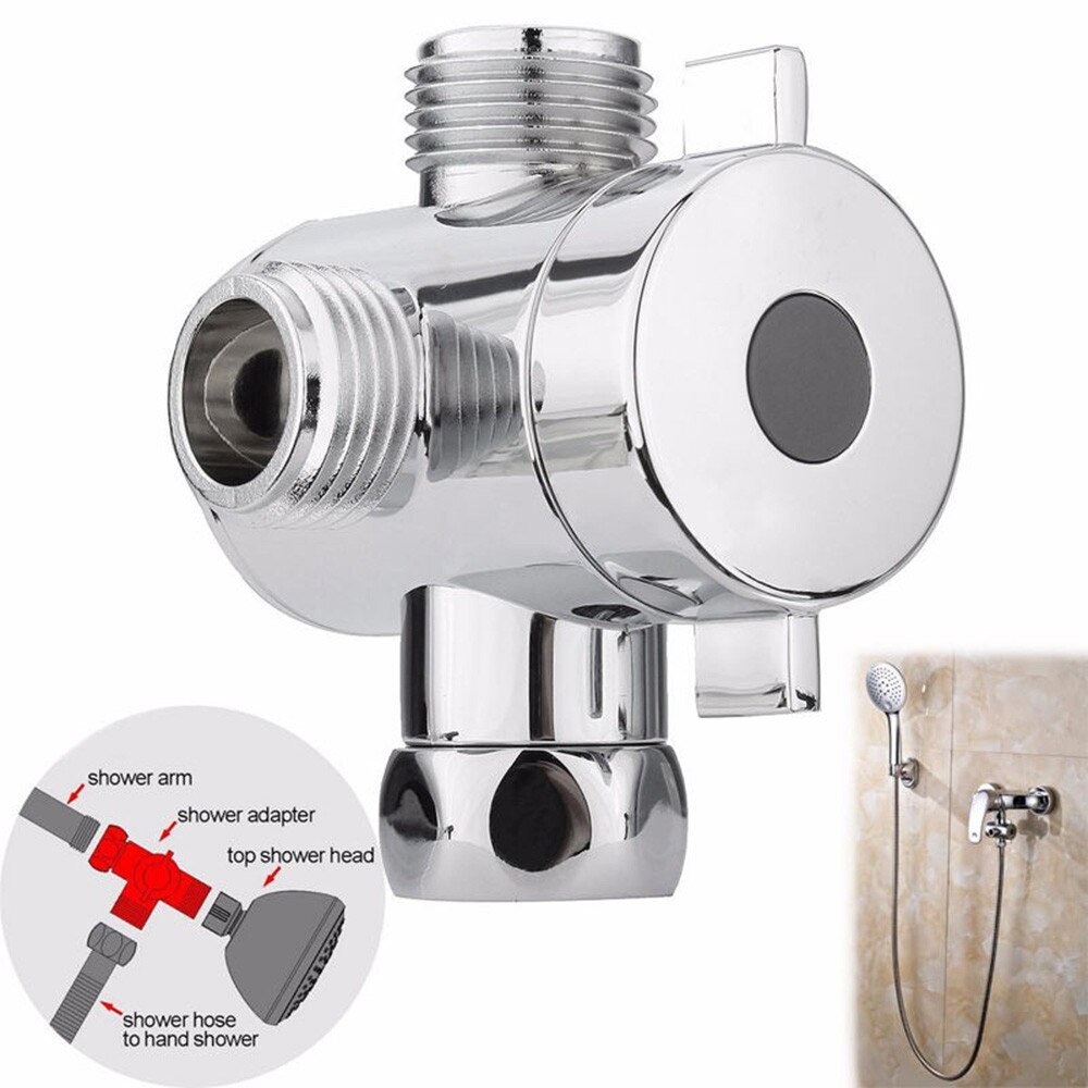 1/2 Inch ABS Chrome 3 Way Diverter Hose Fitting Tee T Shape Adapter Connector for Angle Valve Hose Bath Shower Arm Toilet #35