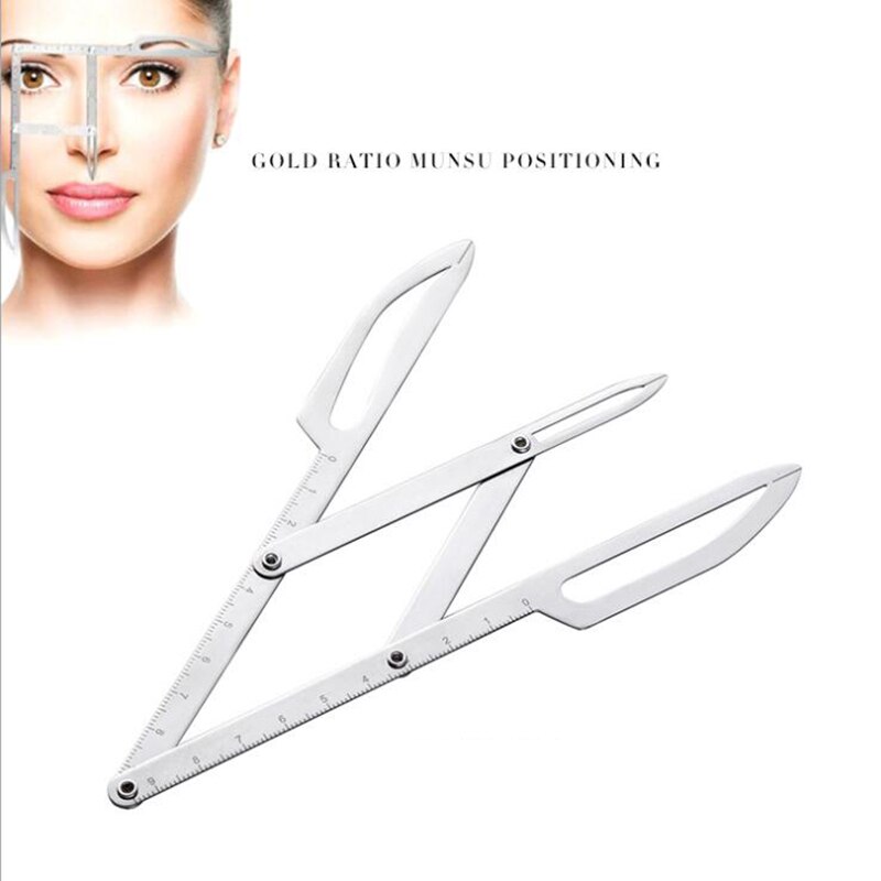 1pc gyldne snit mål micro blading rustfrit stål lineal permanent makeup øjenbryn tatovering skydelære stencil