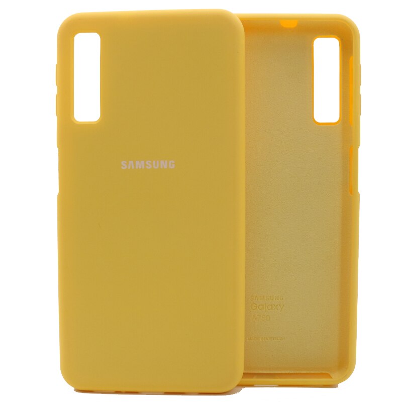 Original Samsung A7 A750 Liquid Silicone Soft Protection Back Case Soft TPU Cover For Galaxy A 7 A750F SM-A750F: Yellow