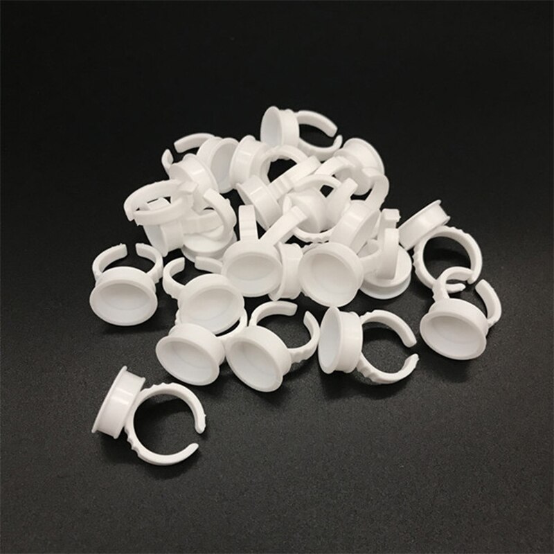 Anillo de pegamento desechable para pestañas, soporte para Paleta de extensión de pestañas, anillos de pegamento, herramientas de maquillaje para pestañas, 100 unids/bolsa