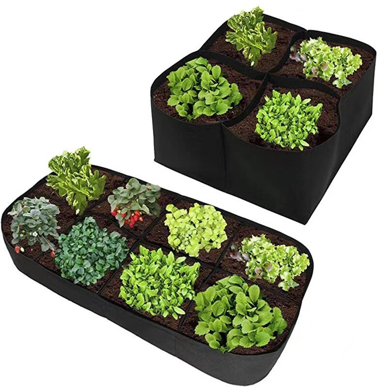 Felt Multi-Grid Square Planting Bag Growing Bags Gardening Pots Flowerpot Moisturizing For Greenhouse Plants Flowers Vegetables