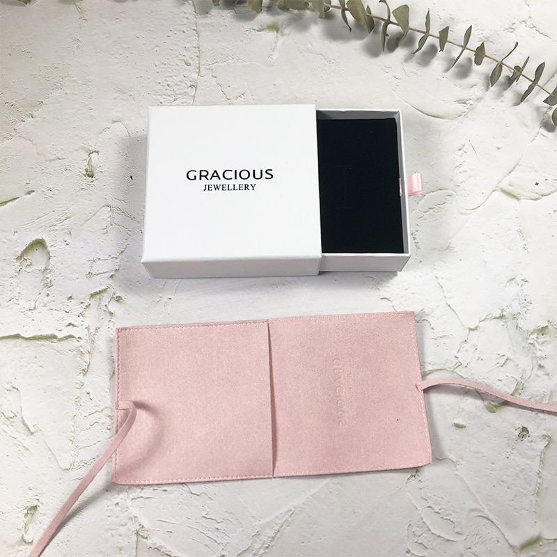 Échantillon 9X9X3cm coffret luxe enveloppe rabat microfibre daim bijoux pochette avec coffret