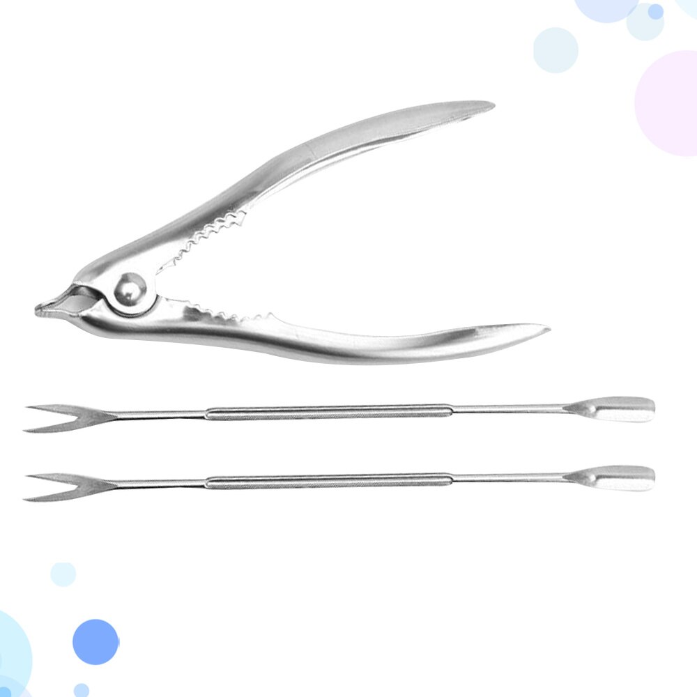 3pcs Clam Clamps Crab Opener Seafood Tools Set Nut Stainless Steel Seafood Forks Picks Clam Pliers for Home Restaurant: Default Title