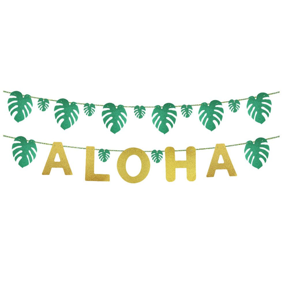 2 Sets Aloha Party Banner Safe Fine Simulation Palm Banner Luau Party Supplies Aloha Banner