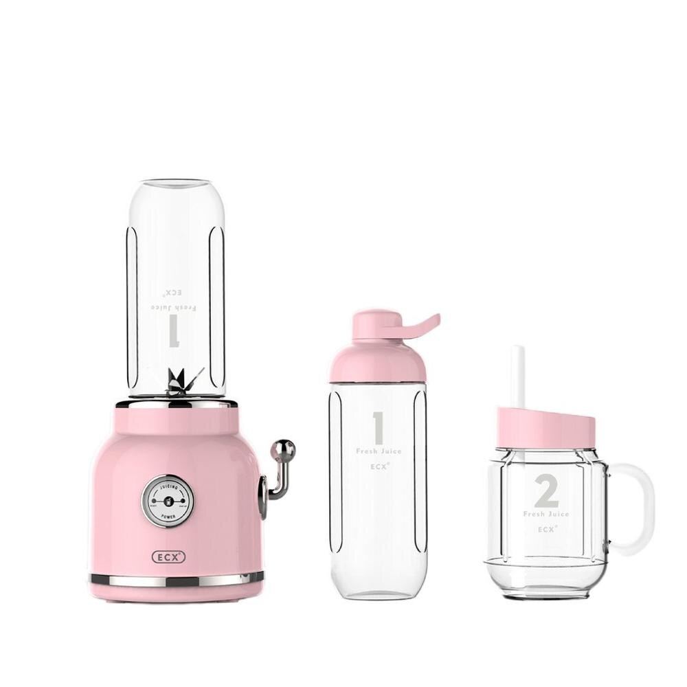 Licuadora de zumo Retro, exprimidor de frutas, batidora multifunción para alimentos de bebés, máquina para hacer zumos, licuadora portátil de frutas, 1 Uds.: Rosa