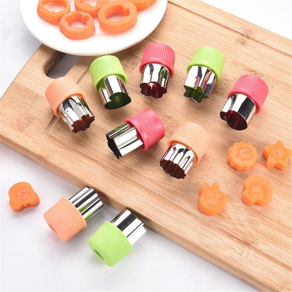 3pcs Vegetable Slicing Mold Stainless Steel Mould Carrot Cucumber Fruit Slicing Stencil Multiple Shapes Template Kitchen Tools