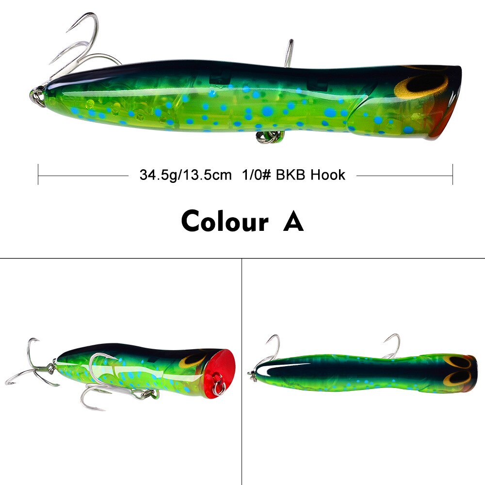 Popper Fishing Lure Bait Weights13.5CM 34.5g Hard Bass Fishing Tackle Topwater Lure Pesca Whopper Trolling Articulos De Pesca