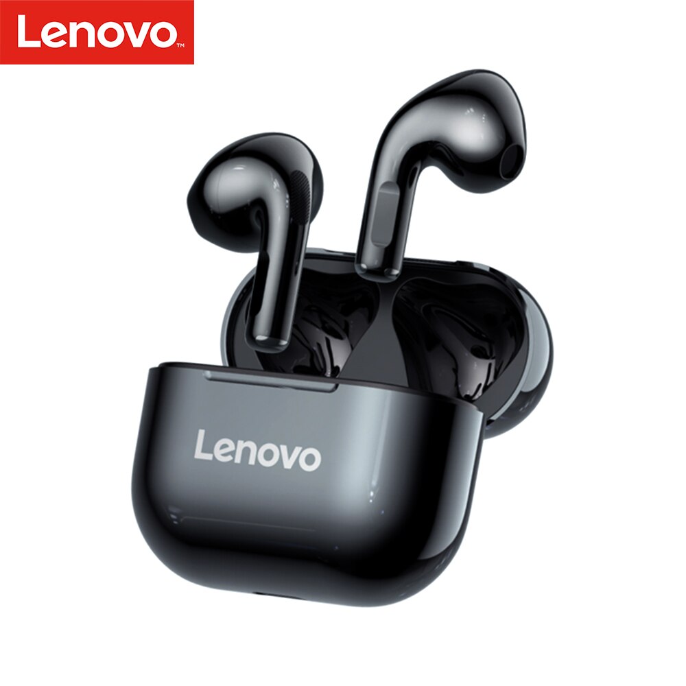 Original Lenovo LP1/LP1S/LP2/LP40 Wireless Earphone Bluetooth 5.0 Headphone Stereo Bass Headset Touch Control TWS Earbuds w/ Mic: LP40 Black