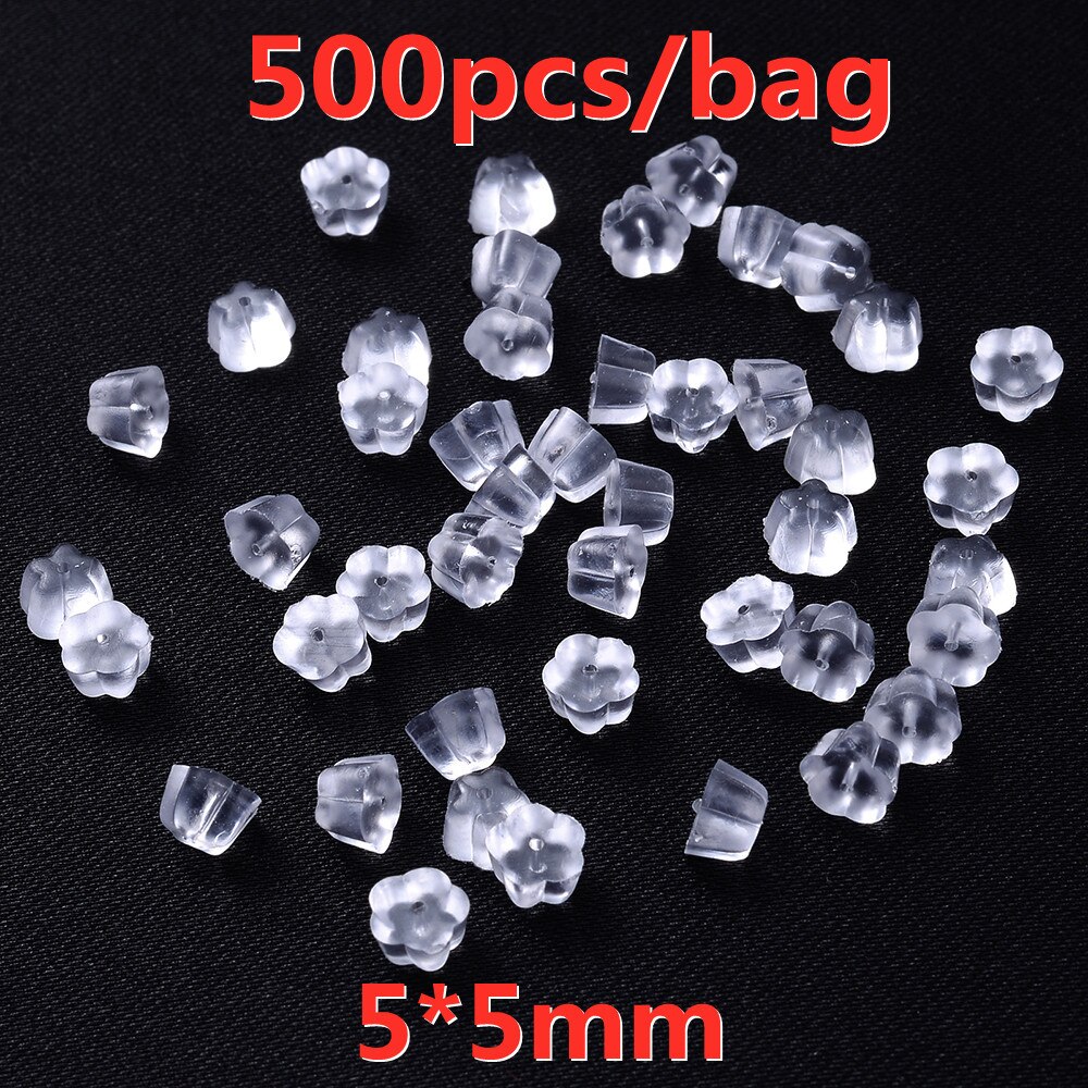 iYOE 500pcs Transparent Soft Silicone Rubber Earring Back Ear Stopper Clasp For Making Earring DIY Jewelry Findings: 5x5mm