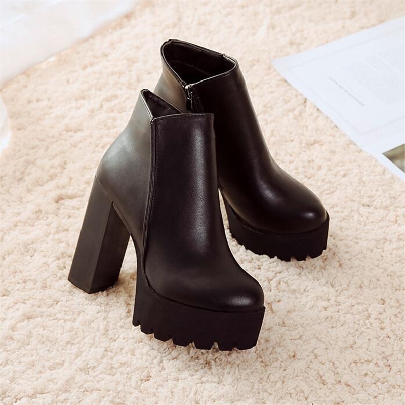 directe Sexy Ultra talons hauts chaussures femme bout rond Martin bottes talon épais plate-forme femmes chaussures bottines