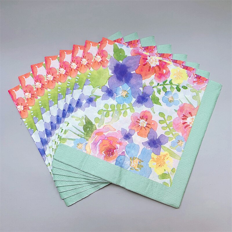 20 Stks/pak Bloemen Tafel Decoupage Papier Servetten Bloem Servet Papier Weefsels Voor Bruiloft Verjaardag Feestartikelen