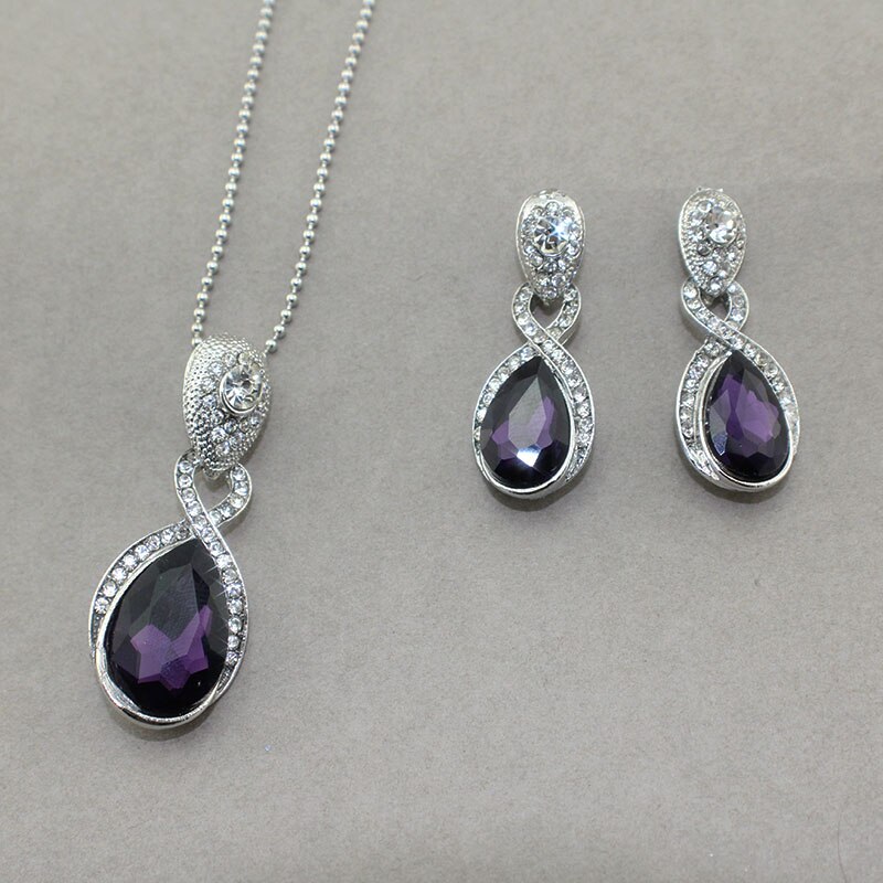 jiayijiaduo Wedding Jewelry Imitation Pendant Necklace earrings set Green crystal Crystal Bridal Jewelry Sets for women: 5