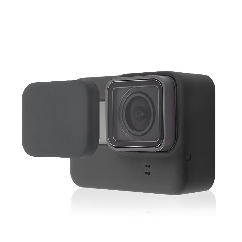 Set Zachte Siliconen Rubber Frame Beschermhoes + Lens Cap + Verstelbare Polsband Voor Gopro Hero 5 6 7 zwart Camera Accessoire: Black