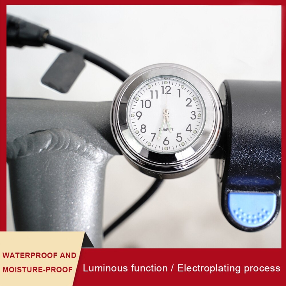 Scooter Stuur Mount Horloge Waterdicht Lichtgevende Horloge Voor Bike Motorcycle Fiets Elektrische Scooter Wit