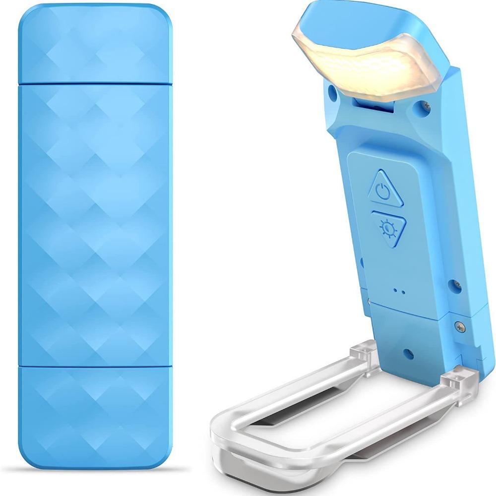 Led-leeslamp met clip, oplaadbaar, oogbescherming, mini led-leeslamp, 5 kleuren licht, klapbare bureaulamp: Zwart