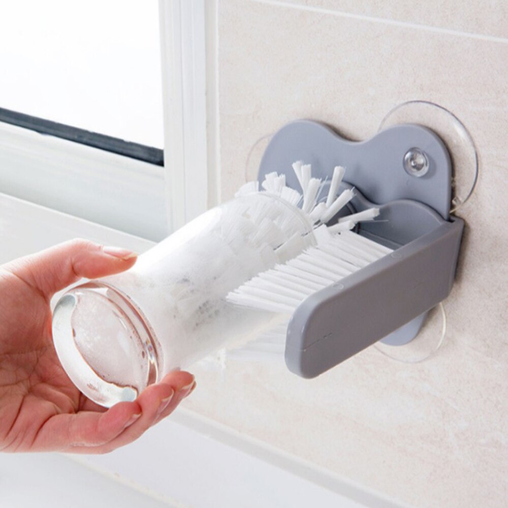 Glass Cleaner Bottles Brush Sink Stand Drink Water Cup Scrubber Mug Wine Suction Kitchen Bottle Cup Cleaner Brush