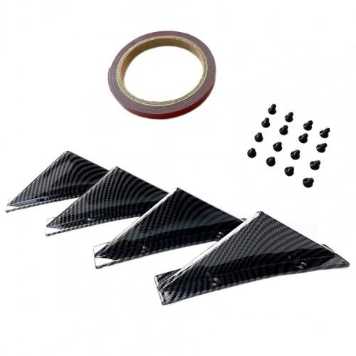 Solid ABS Car Rear Universal Spoiler Durable Car Rear Spoiler ABS 4Pcs Triangle Curved Surface Rear Bumper Spoiler: Carbon Grain