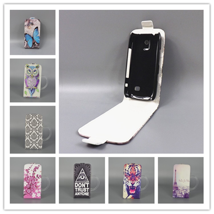 Para Nokia 308 309/Asha 308 309 N308 N309Hot Padrão Bonito Impressãovertical Tampa Flip Aberto Para Baixo/para cima de Volta tampa do estojo de couro filp