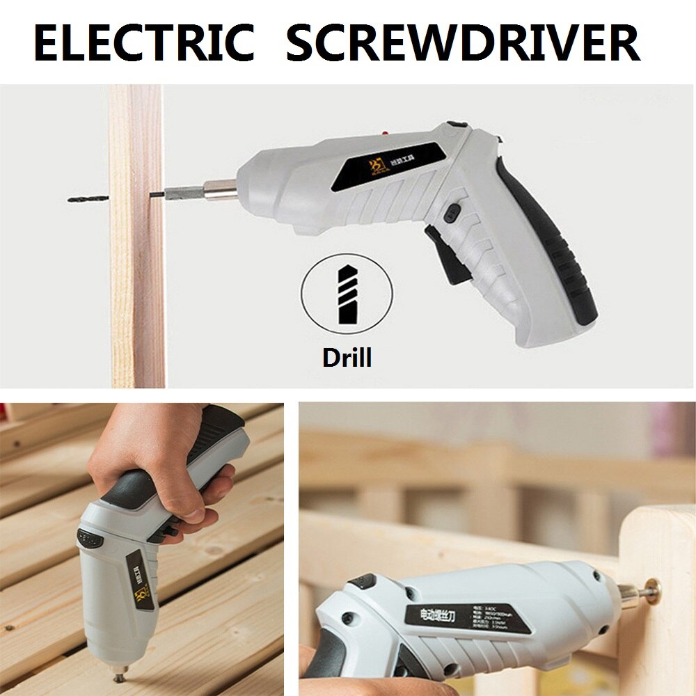 Electric Screwdriver 3.6V Portable USB Charging Cordless Battery Screwdriver Power Drill Bit Screw Driver Kit Hand Repair Tools