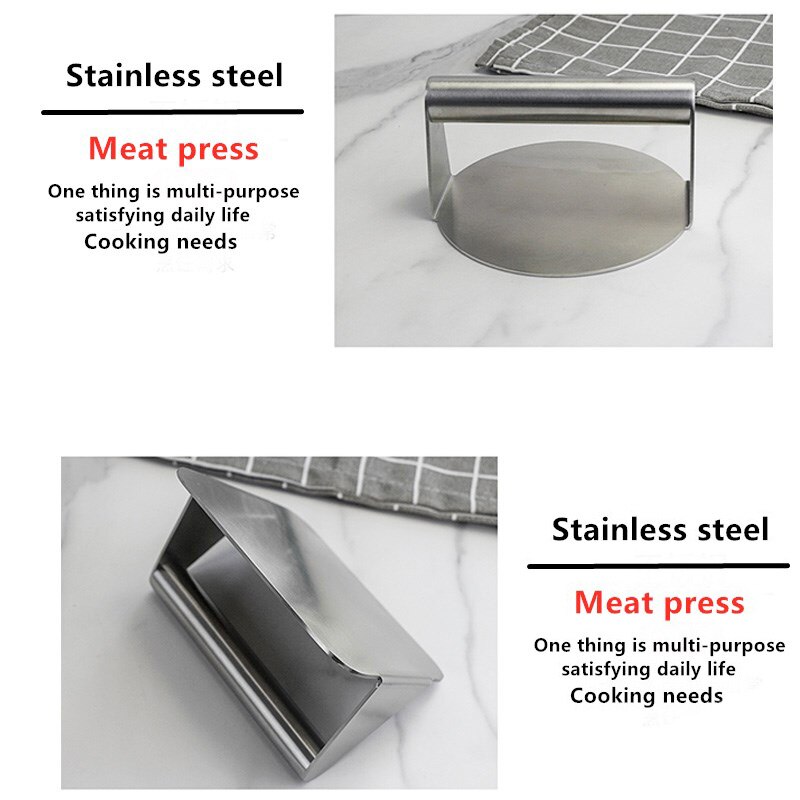 Handheld Stainless Steel Burger Press Non-Stick Grill Manual Pattie Hamburger Meat Press Round Square Steak Press Meat Pie Maker