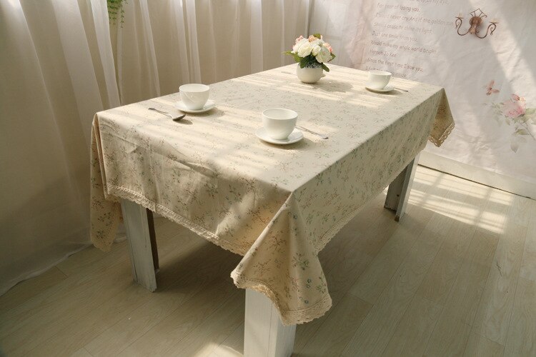 Blomst linned duge land stil blomst udskrive multifunktionel rektangel bord dække dug med blonder kappe mesa