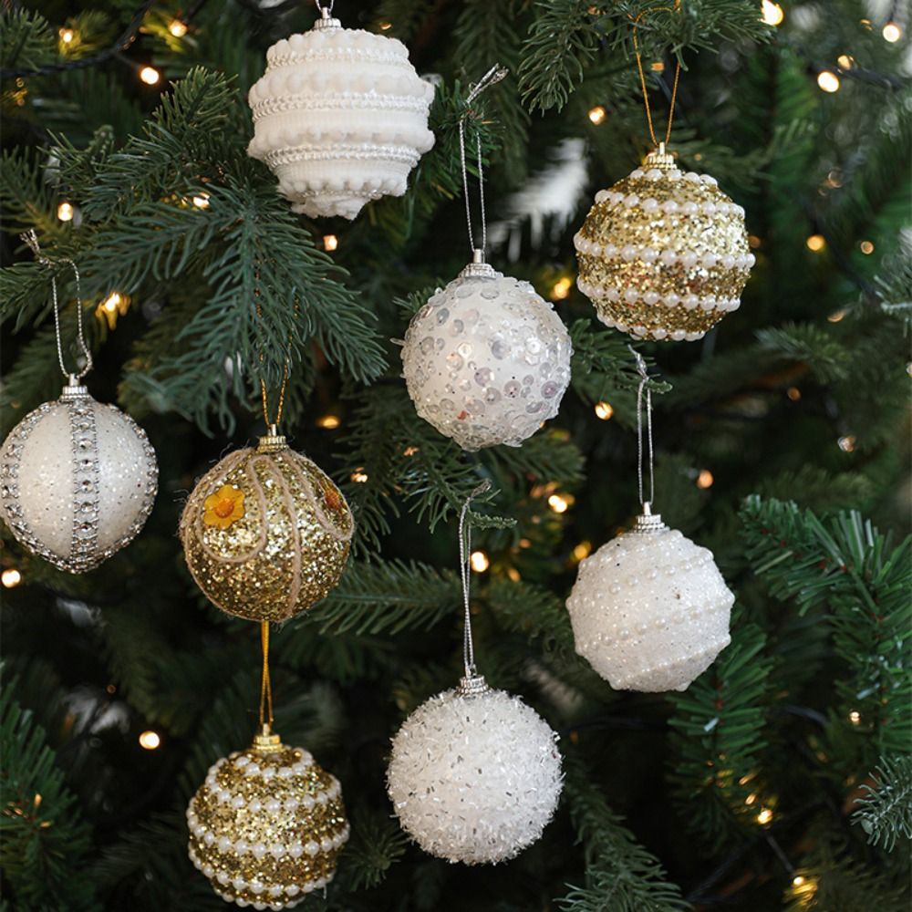 6 stuks witgoud schuim kerstballen hanger onbreekbaar handgemaakte kerst hangende ballen herbruikbaar