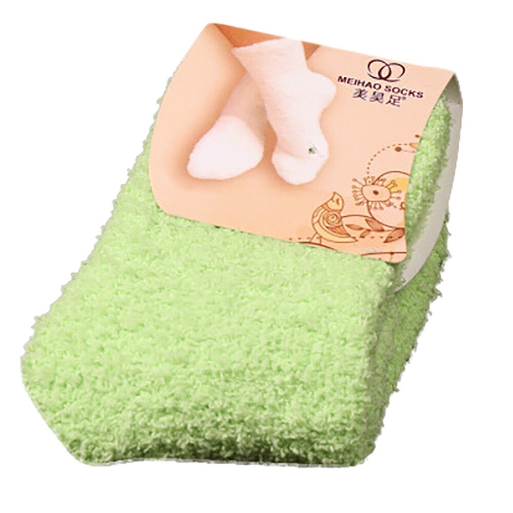 Home Women Girls Soft Bed Floor Socks Warm Winter Pure Color Fluffy Socks Floor Carpet Solid Color Женские Носки: DG