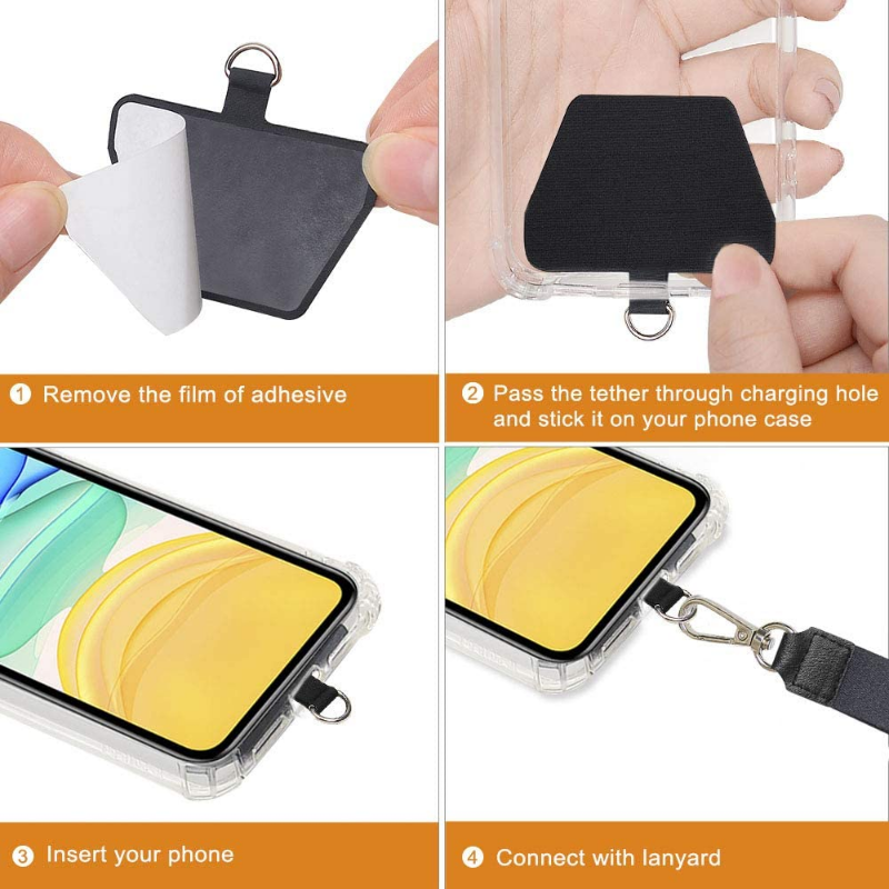 Joint de lanière d'attache solide universel pour remplacement de téléphone portable, sangle de suspension, cordon de serrage, anneau métallique, languette de corde