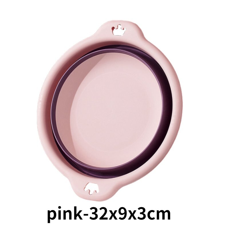 Portable Foldable Laundry Basin Plastic Travel Folding Wash Basin Safe Durable Foldable Wash Basin Bathroom Household Supplies: pink-32x9x3cm