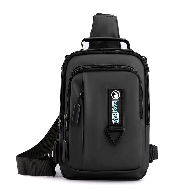 Casual Nylon Brief Mannen Borst Bag Multi-Functionele Outdoor Mannen Crossbody Tassen Waterdichte Schoudertassen Schooltas Portemonnees: 1100-10 Black