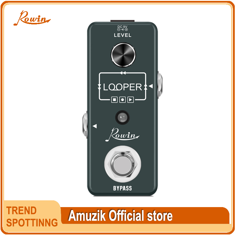 Rowin-Mini Loop Station Pedal Looper Effect Pedals for Electric Guitar, 10 Min Recording, Unlimited Overdub, 3 Modes: Light Grey