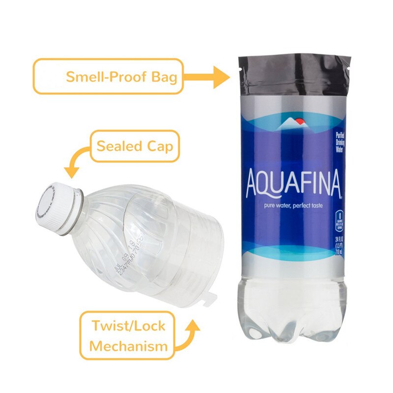 Aquafina Water Bottle Diversion Safe Can Stash Bottle Hidden Security container Stash safe box with a food grade smell proof bag