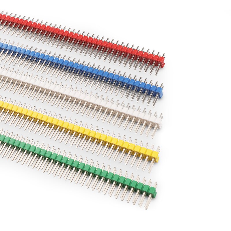100pcs 2.54mm color pin header single row/double row straight pin 1*40P/2*40P red/yellow/blue/white/color
