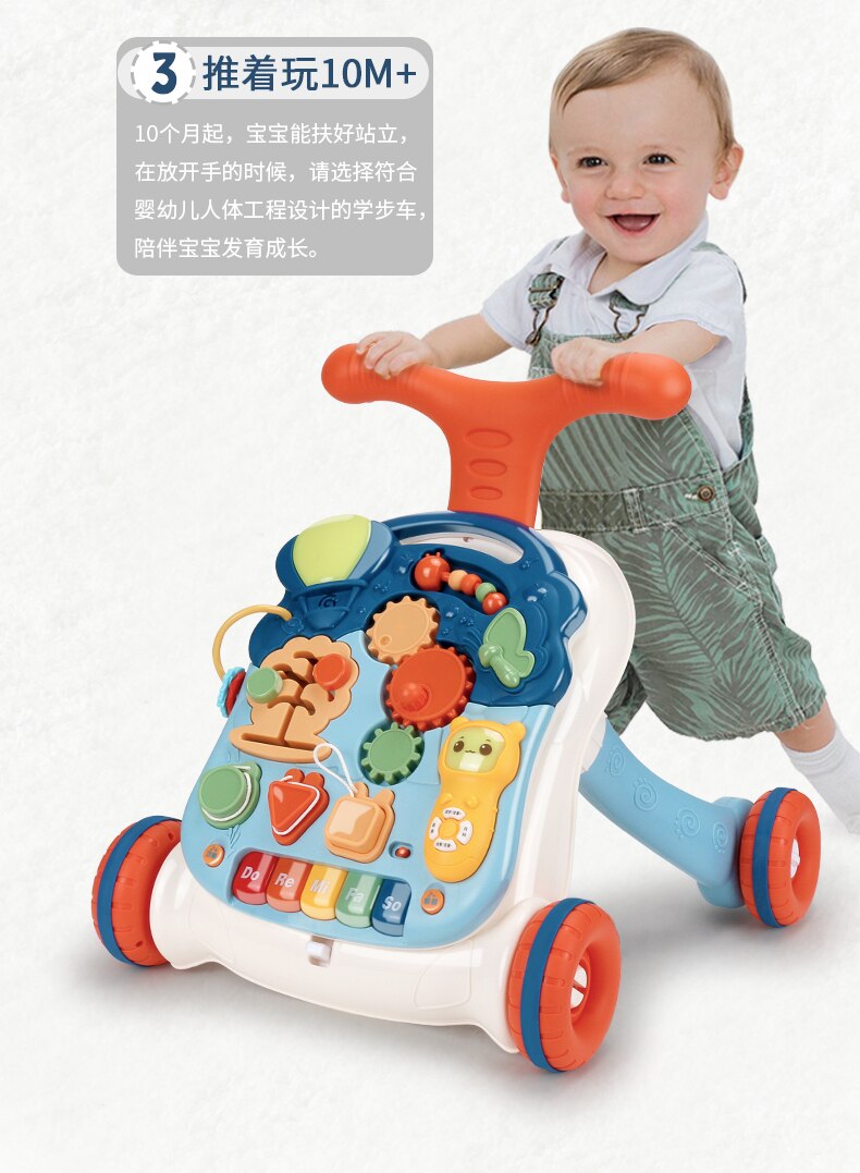 Baby rullator velegnet til baby læring at gå rollator vogn multifunktions anti-rollover barn anti-o ben rullator legetøj: Gul