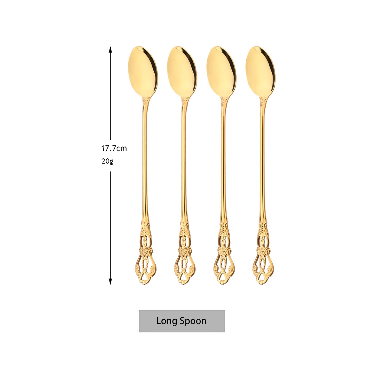 Bestek Set Mes Vork Dessert Lepel Servies Kleurrijke Bestek Set Rvs Zilverwerk Keuken Servies: 4Pcs Long Spoon