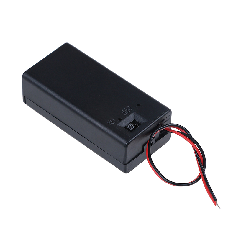 1/2pcs 9v battery storage box plastic box battery holder with lid and switch black plastic 6.7x3.2x2.1cm