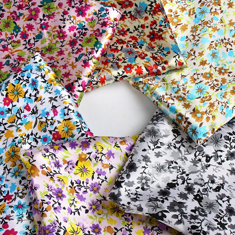 Tissu satiné 100% Polyester à imprimé floral, doux et brillant, pour doublure de robe et de chemise à la