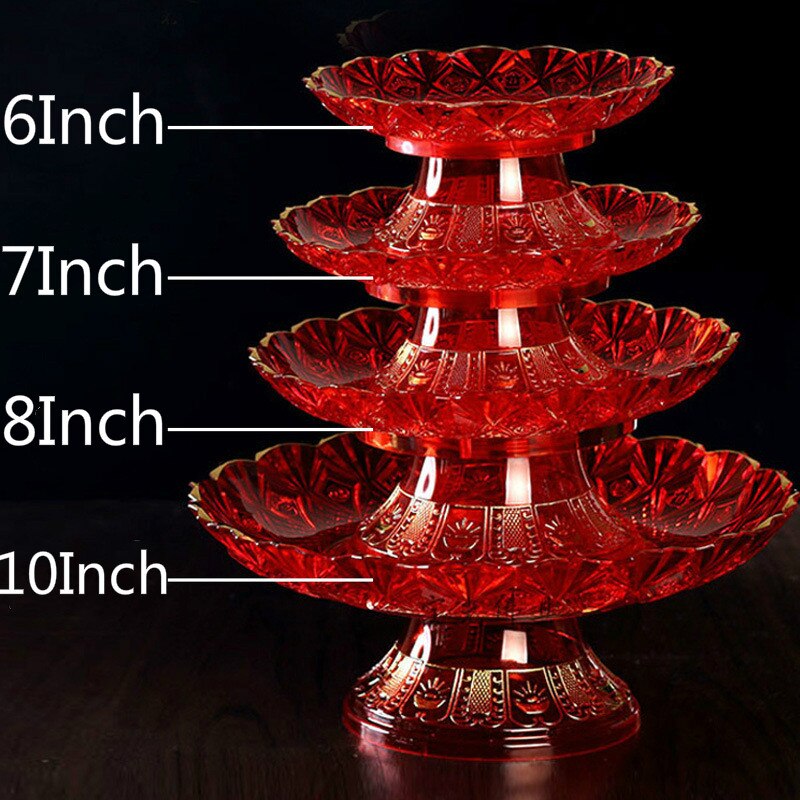 Chinese Character &quot;Fu&quot; Crystal Fruit Tray Plastic Tray for Buddhist Buddhist Supplies Living Room Furnishings 10 Cm High