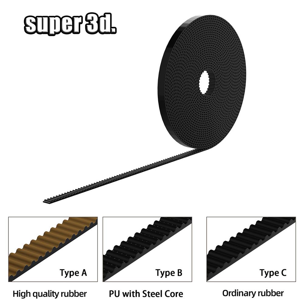 GT2-6mm Open Timing Belt Width 6mm 10mm GT2 belt PU With Steel Core Belt 2GT Rubber Synchronous Belt Low dust 3D Printer Parts