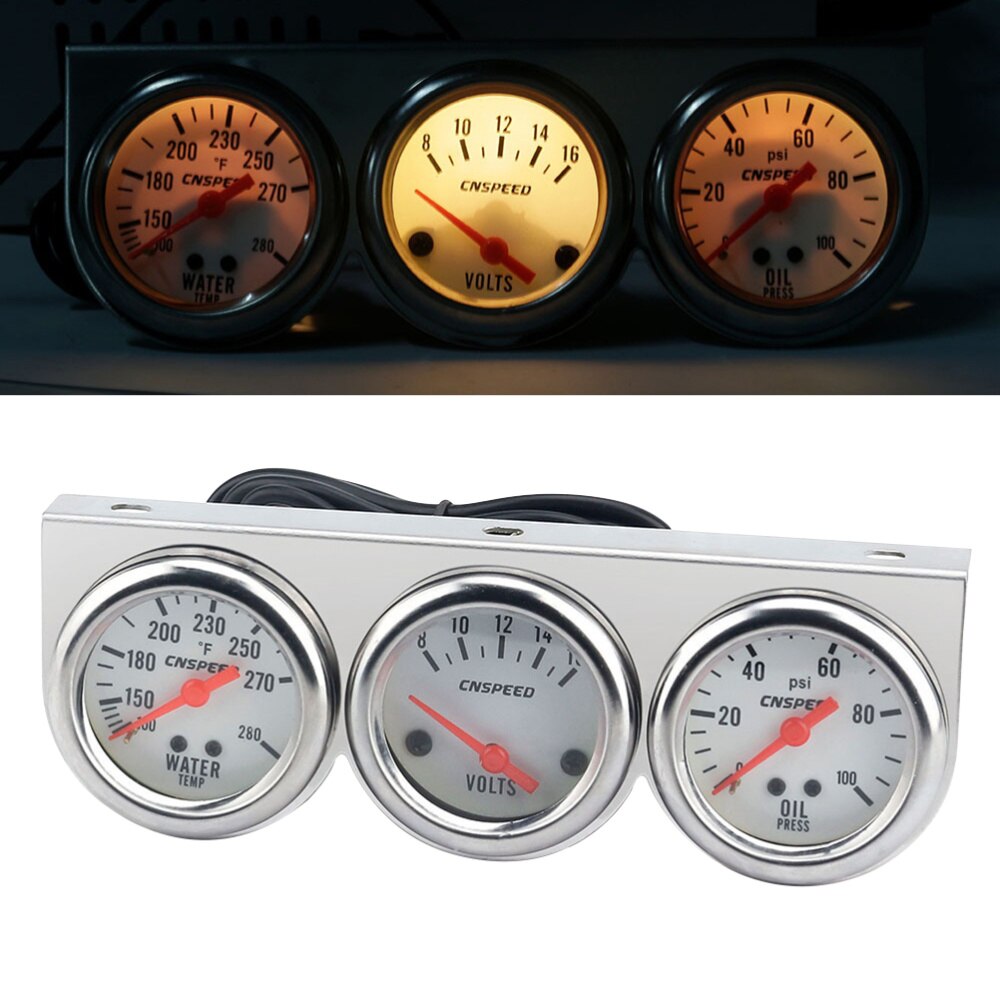 1pc volt meter vandmåler olie meter elektrisk premium bilmåler triple gauge kit til køretøj