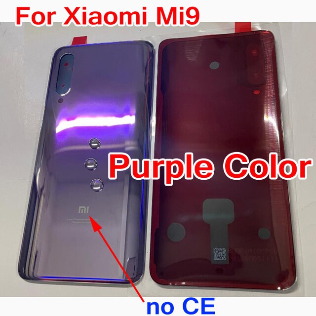 100% Melhor Novo Original Xiao mi mi mi 9 9 M9 Caso Tampa Da Bateria Porta Traseira para Trás Habitação Painel de Vidro chassis com Fita Adesiva: Purple