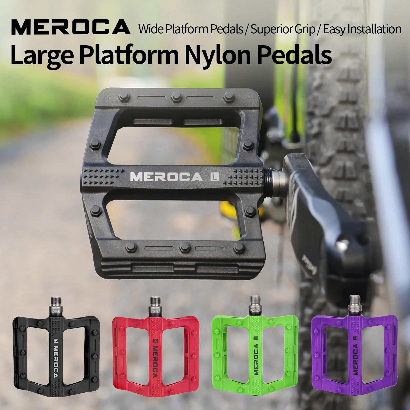 MEROCA Nylon Fietspedaal Verbreed Antislip Mountainbike Pedalen Wegfietspedaal Universeel Fietspedaal